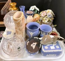 A selection of Wedgwood blue jasperware; other decorative china and glass