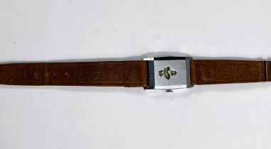 A gents Art Deco Digital wristwatch with three display windows, chrome face etc