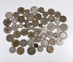 A selection of various GB pre-1947 silver coins, 15.4oz etc