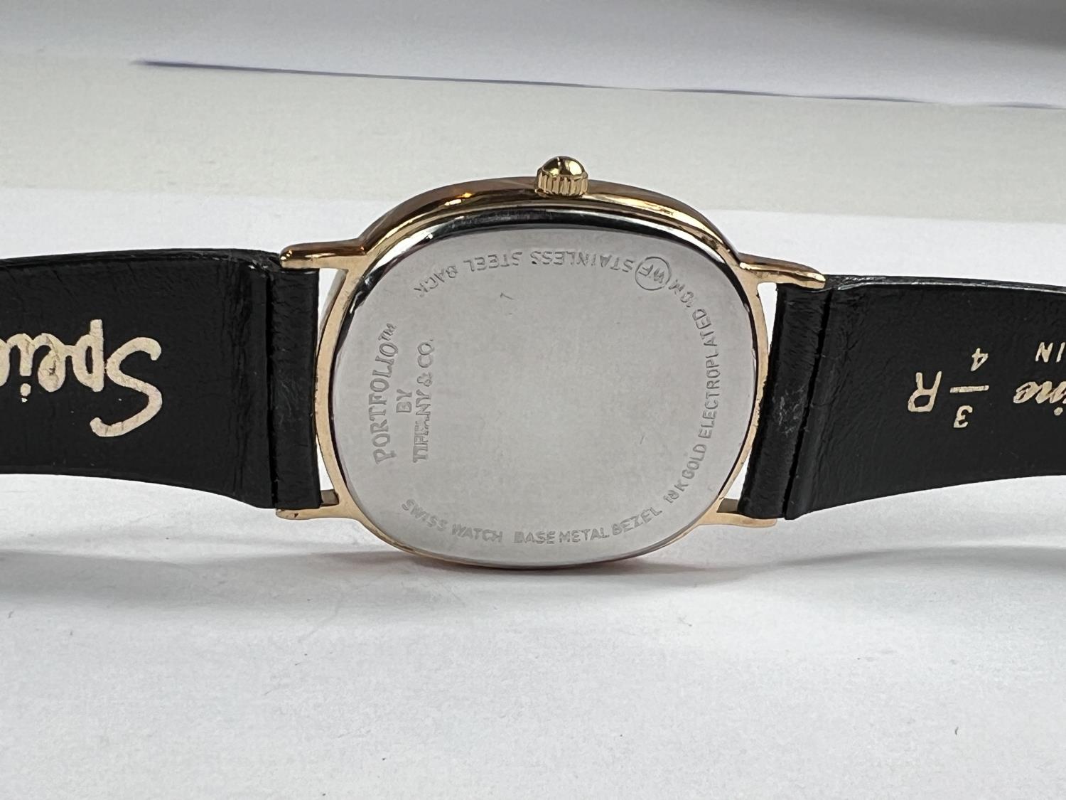 A Tiffany & Co 'Portfolio' gents quartz watch c. 1990's on leather strap - Image 5 of 6