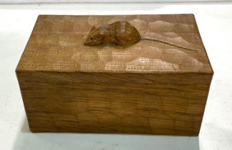 Robert 'Mouseman' Thompson (Kilburn) workshop, carved oak covered rectangular box with mouse atop,