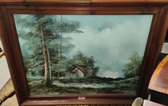 David Spencer "Handforth Hall, Cheshire" oil on canvas, signed, 38 x 60cm framed; K Walter, "Cottage