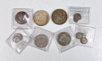 GB and Australian silver coins and a 1902 coronation medal