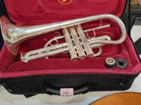 A John Packer nickel plated trumpet in carry case 171 SWS