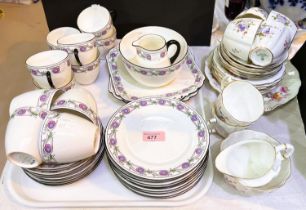 A Shelley part tea service, New York H 11 207, 38 pieces approx.;A Derby Posies part tea service