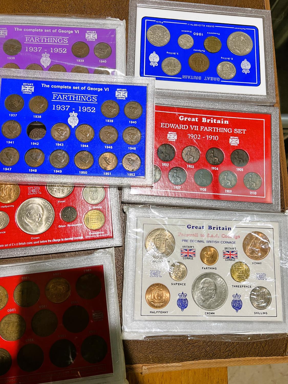 GB pre-decimal coins in plastic sets - Image 3 of 4