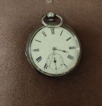 A hallmarked silver pocket watch open face