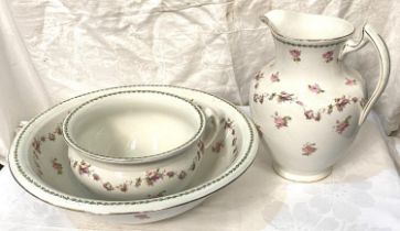 A Victorian 3 piece floral jug and bowl set