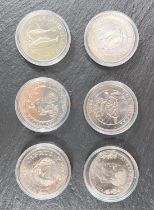 WWF 25th Anniversary, 6 silver coins 1986