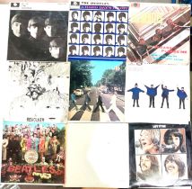 Nine 'The Beatles' LP records 'Please Please Me' mono, 'A Hard Day's Night' mono, 'Help!' stereo, '