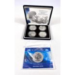 GB Britannia design set of four 1oz silver coins, cased with coa; a 2004 1oz silver Britannia