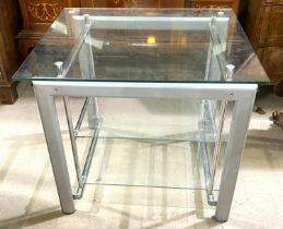 A modern plate glass and chrome Hi Fi separates stand, 66 x 56 x 58cm high