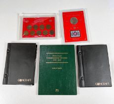 A collection of 50 US State quarters in a Littleton folder, two other coin albums, etc.