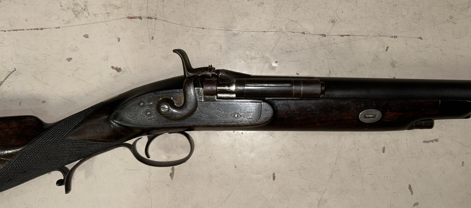 A 19th century rifle by Thomas Turner Fisher, Birmingham, converted Snider mechanism with etched - Image 2 of 5