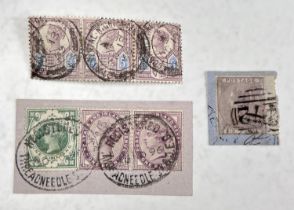 GB: QV, 6d lilac SG 70, on piece and 2 other items