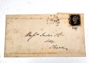 GB: QV, 1d Black on cover dated 1841