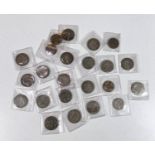 GB pre-1947 silver coins: half-crowns (17) and florins (4)