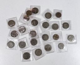 GB pre-1947 silver coins: half-crowns (17) and florins (4)
