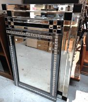 Three modern wall mirrors in black mirrored glass frames