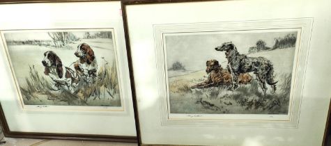 Henry Wilkinson; four signed limited edition prints of hounds and hunting etc..... of foxes, gilt