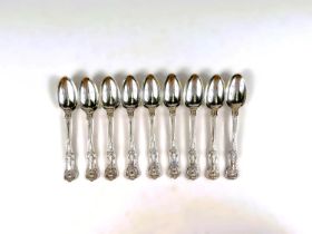 A set of 9 kings pattern teaspoons, London 1849, 10.75oz