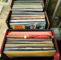 A collection of records in carry cases etc