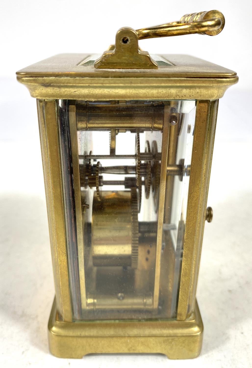 A 19th century French carriage clock with white dial and timepiece movement - Image 3 of 7