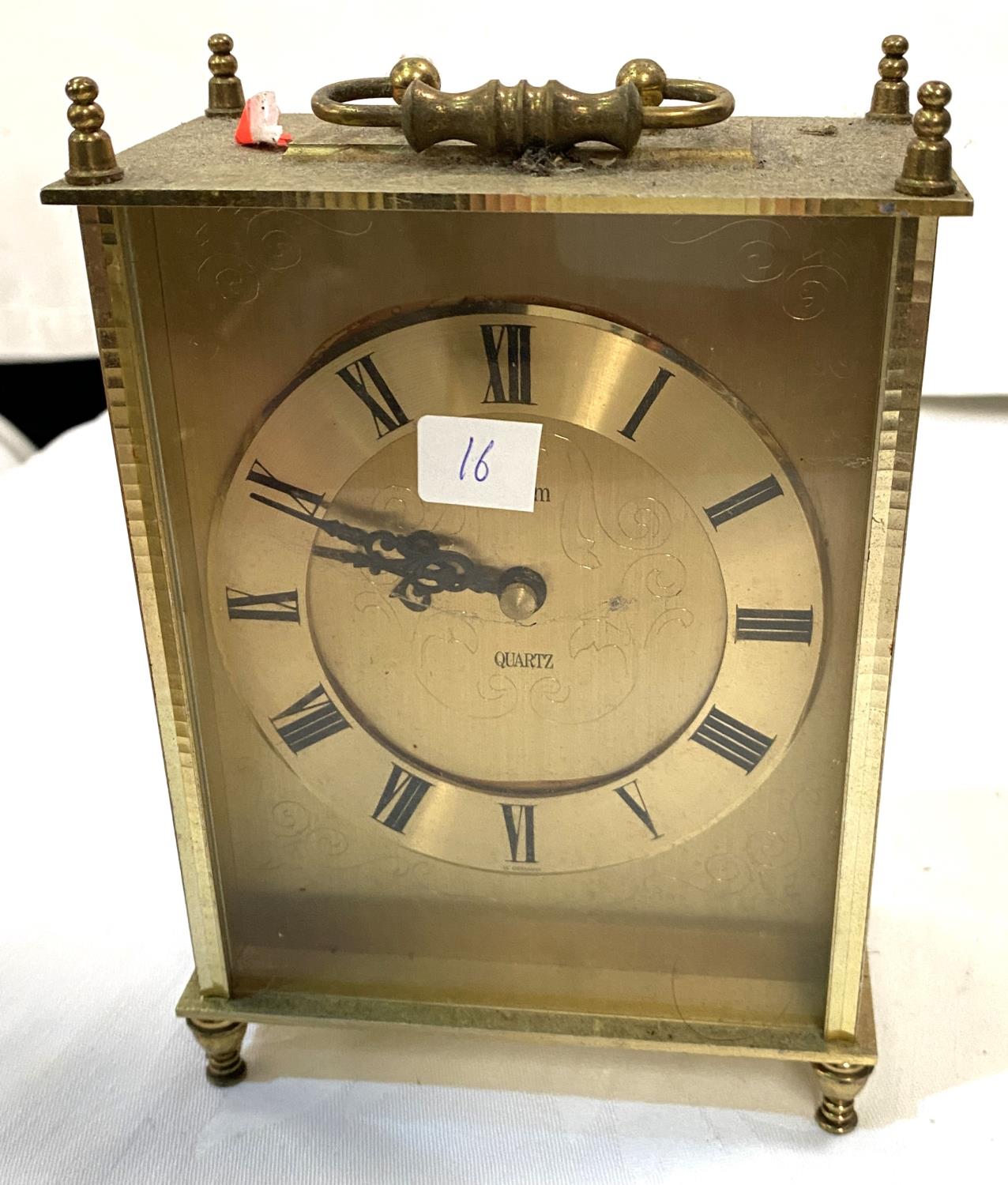 A 20th century brass carriage clock; a reproduction brass carriage clock; a period style brass - Image 2 of 6
