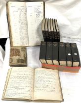An early 20th century ledger, a similar book, Gate House by S.P.B. Mais, History of the War and