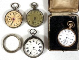 A gold plated Waltham open face pocket watch enamel dial, seconds complication in fitted box and