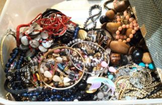 A large selection of modern costume jewellery to include bead necklaces, shell necklace, bracelets