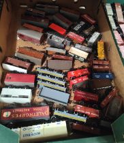 Forty items of rolling stock, carriages/cars, trucks; etc., some with advertising decals, 00 gauge