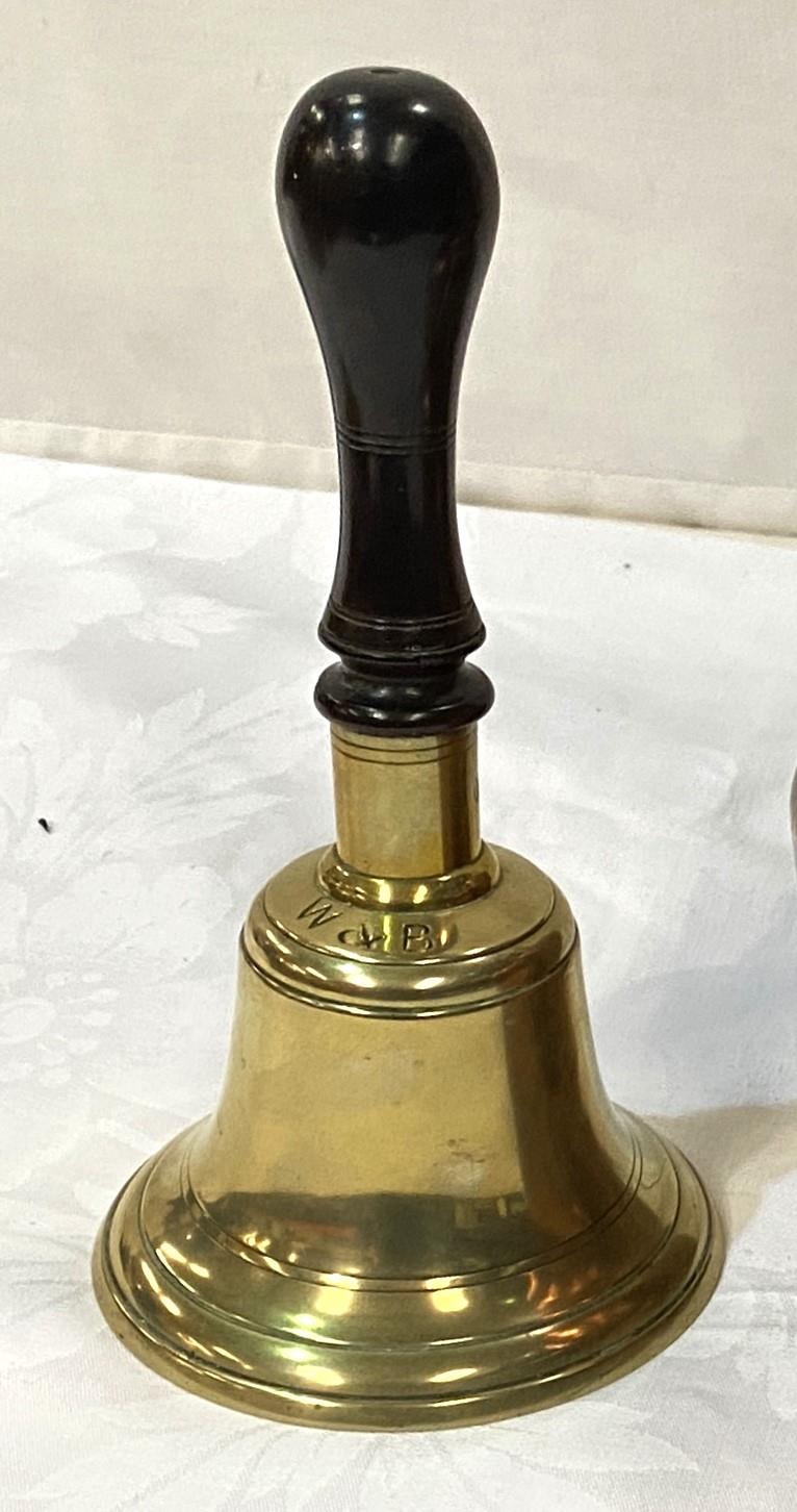 A 19th century copper kettle; a 19th century school bell - Image 2 of 3