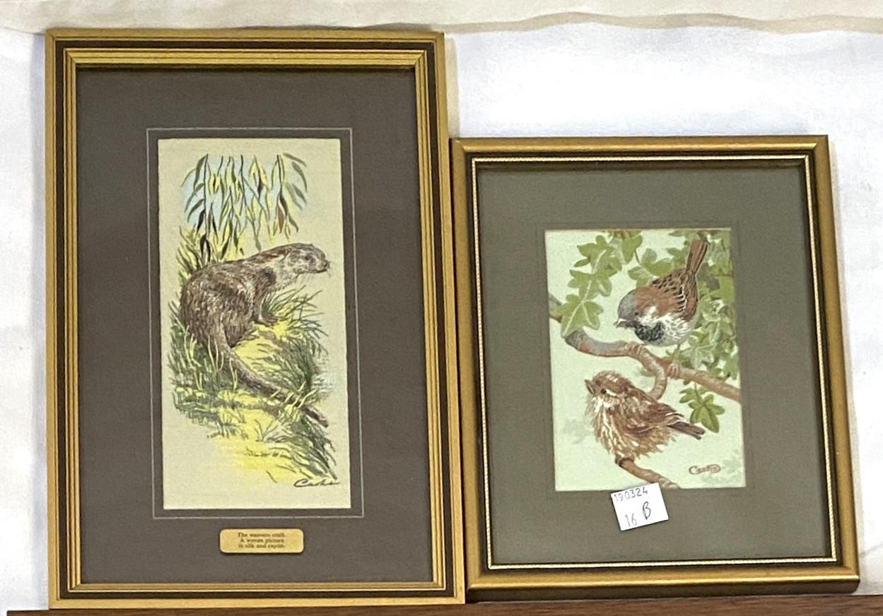 Four framed cash silks street scenes, The Rockel and two wild life 'The Otter' and 'House Sparrow' - Image 3 of 3