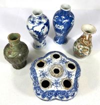 A selection of Chinese vases, various shapes and sizes, blue and white and others etc