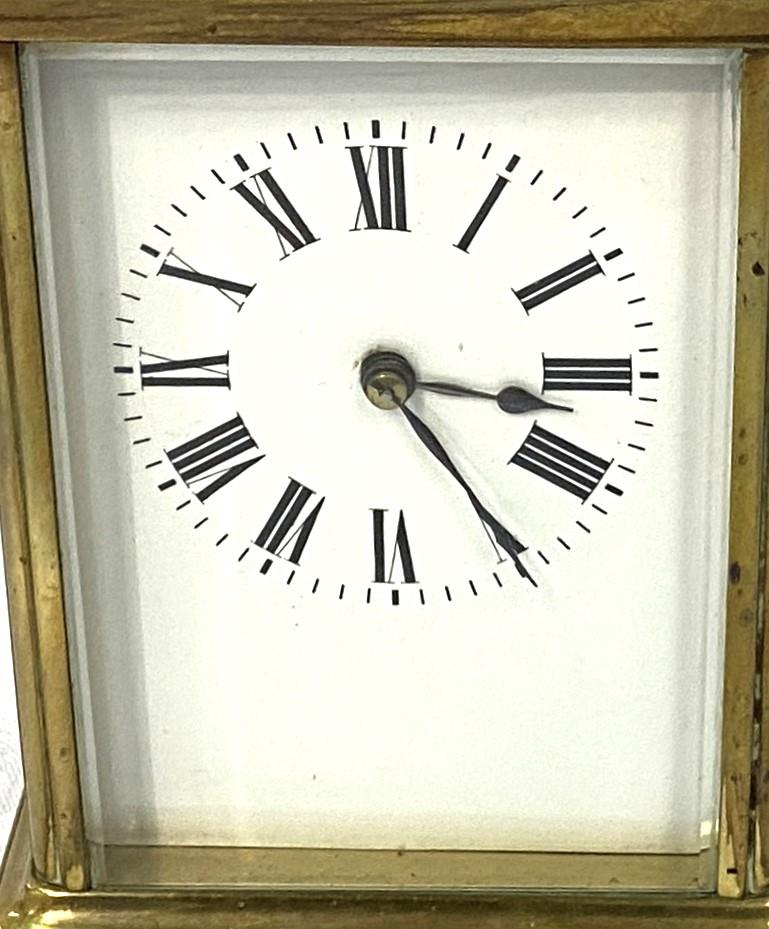 A 19th century large brass carriage clock with timepiece movement, height 14cm - Image 3 of 3