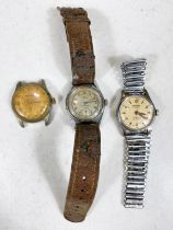 Three vintage gents watches gilt and stainless steel cased