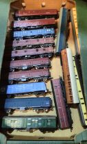 Fifteen Hornby and other cars/carriages, etc., various liveries, 00 gauge