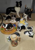 A collection of Beswick and other sheep dogs; Japanese dish and plate etc.