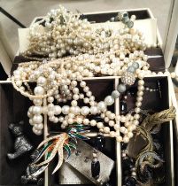 A selection of costume jewellery including pearls etc