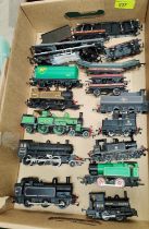 Seven various 00 gauge locomotives; 2 tenders; a selection of rolling stock