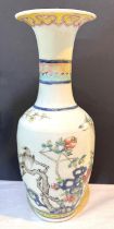 A Chinese famille rose vase with decoration of birds on branches etc, height 21cm (rim well