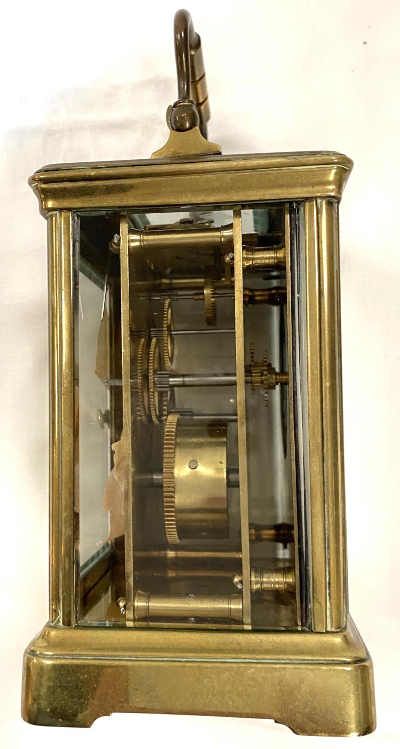 A 19th century large brass carriage clock with timepiece movement, height 14cm - Image 2 of 3