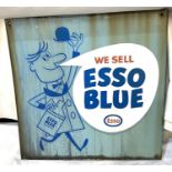 ESSO: An enamel ESSO BLUE advertising wall sign with turned flange, double sided