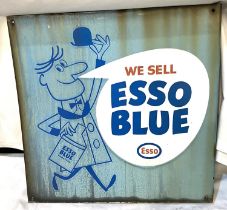 ESSO: An enamel ESSO BLUE advertising wall sign with turned flange, double sided