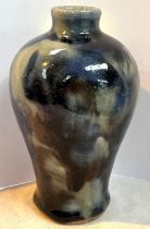 A Chinese mottled glazed mei-ping vases with blues and greys, height 14cm on stand