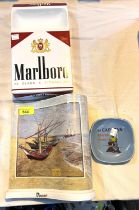 A large china advertising ashtray for 'Marlborough'; a Mackinlay's advertising jug; a "Vincent"