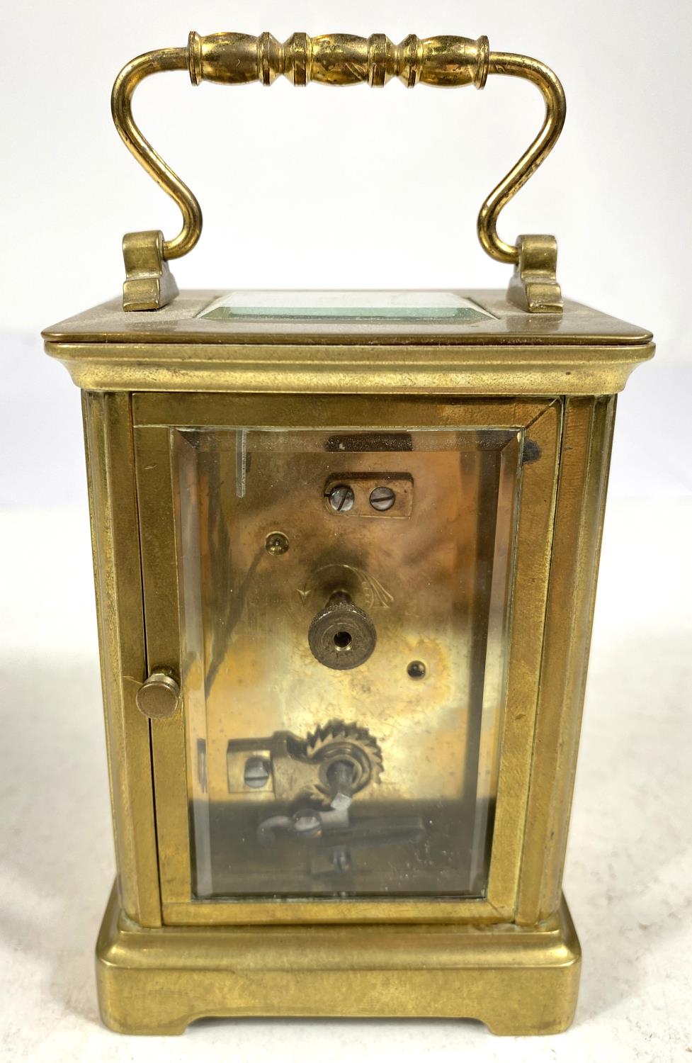 A 19th century French carriage clock with white dial and timepiece movement - Image 4 of 7