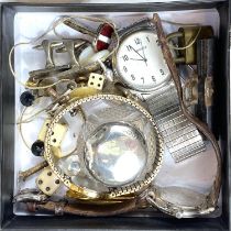 A selection of vintage watches, collectables inc. a portable balance scales and weights