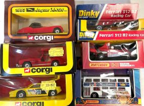 Diecast vehicles: Corgi 308 BMW M1, Corgi 802, Mercedes 300SL, Corgi 1953 Jaguar, Dinky 226